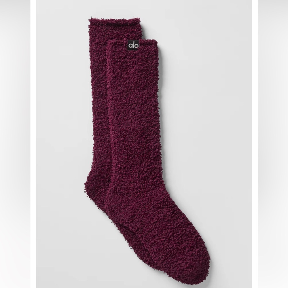 ALO Yoga Women's Plush Burgundy Socks